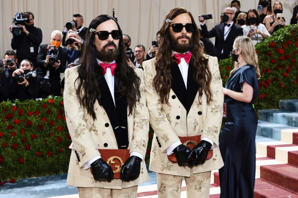 Alessandro Michele and Jared Leto in matching Gucci. Credit: Jamie McCarthy/Getty Images